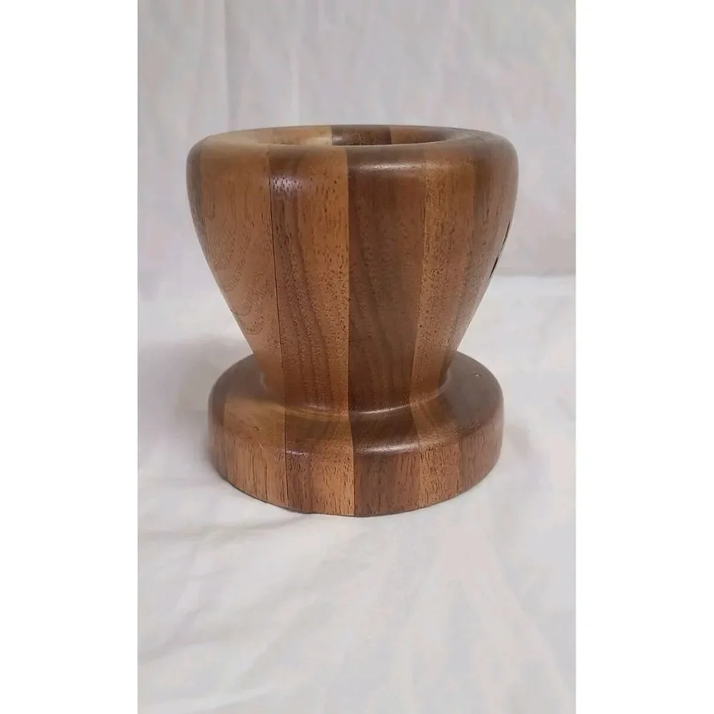 Wooden Mortar Solid No Pestle Unbranded Smooth Heavy